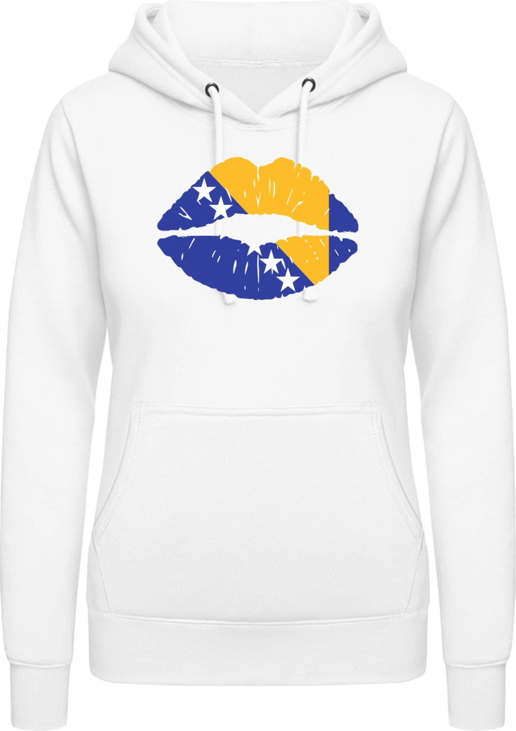 Bosnia-Herzigowina Kiss Flag - Arctic white AWDis ladies hoodie - Front