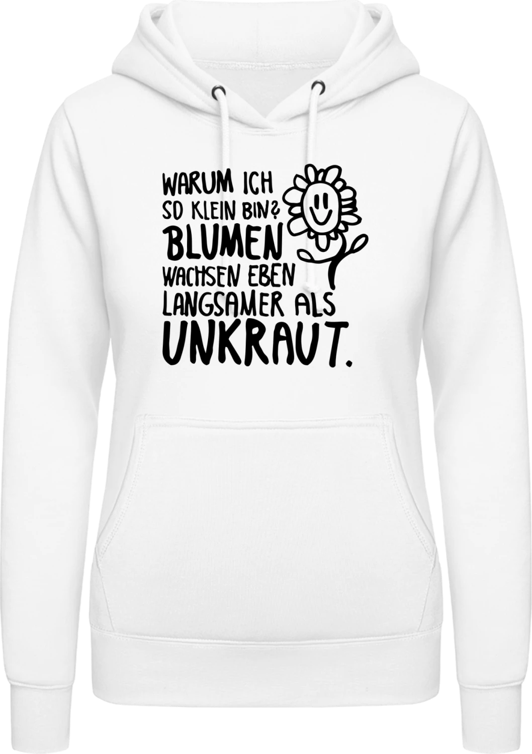 Warum ich so klein bin - Arctic white AWDis ladies hoodie - Front