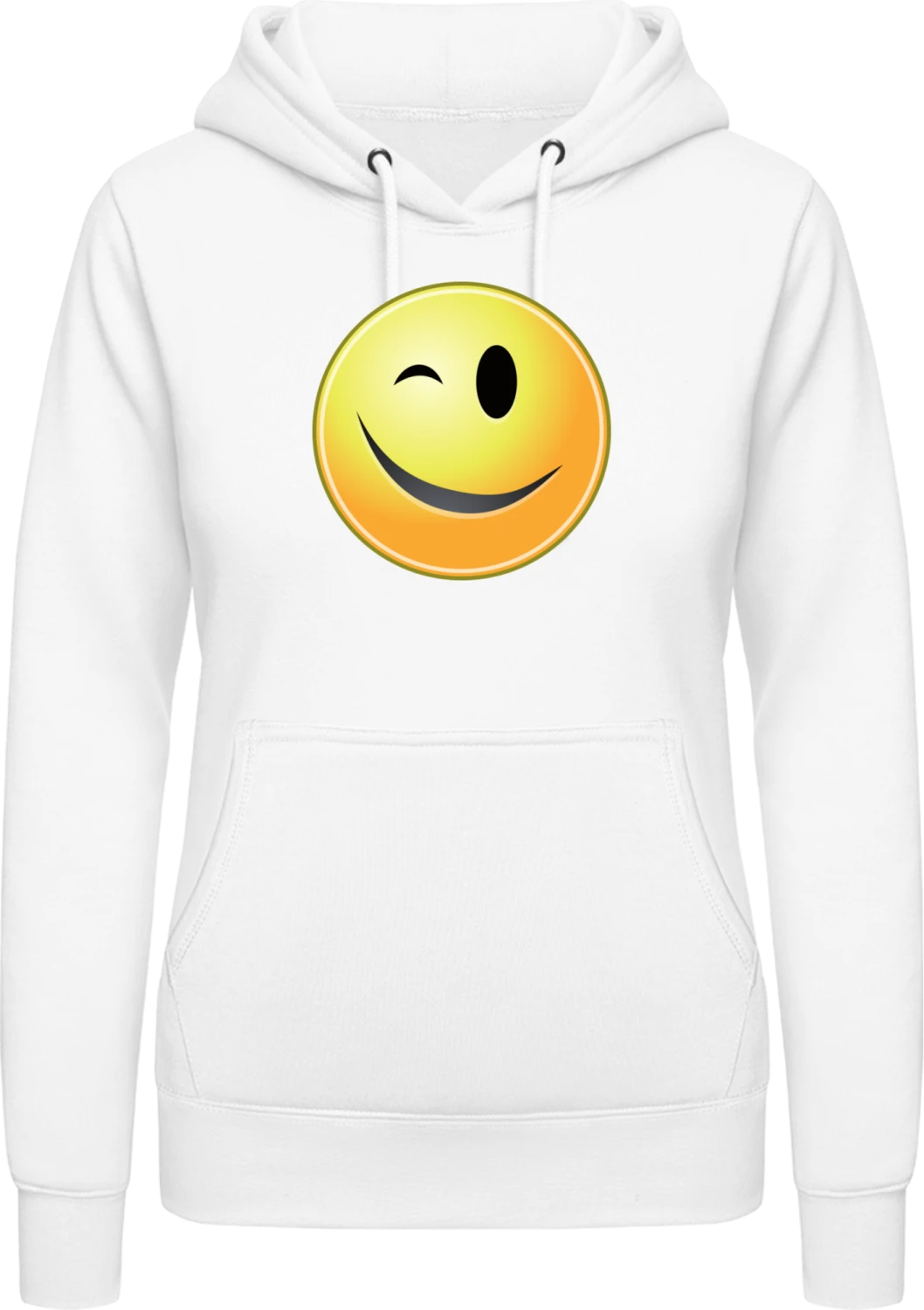 Wink Smiley - Arctic white AWDis ladies hoodie - Front