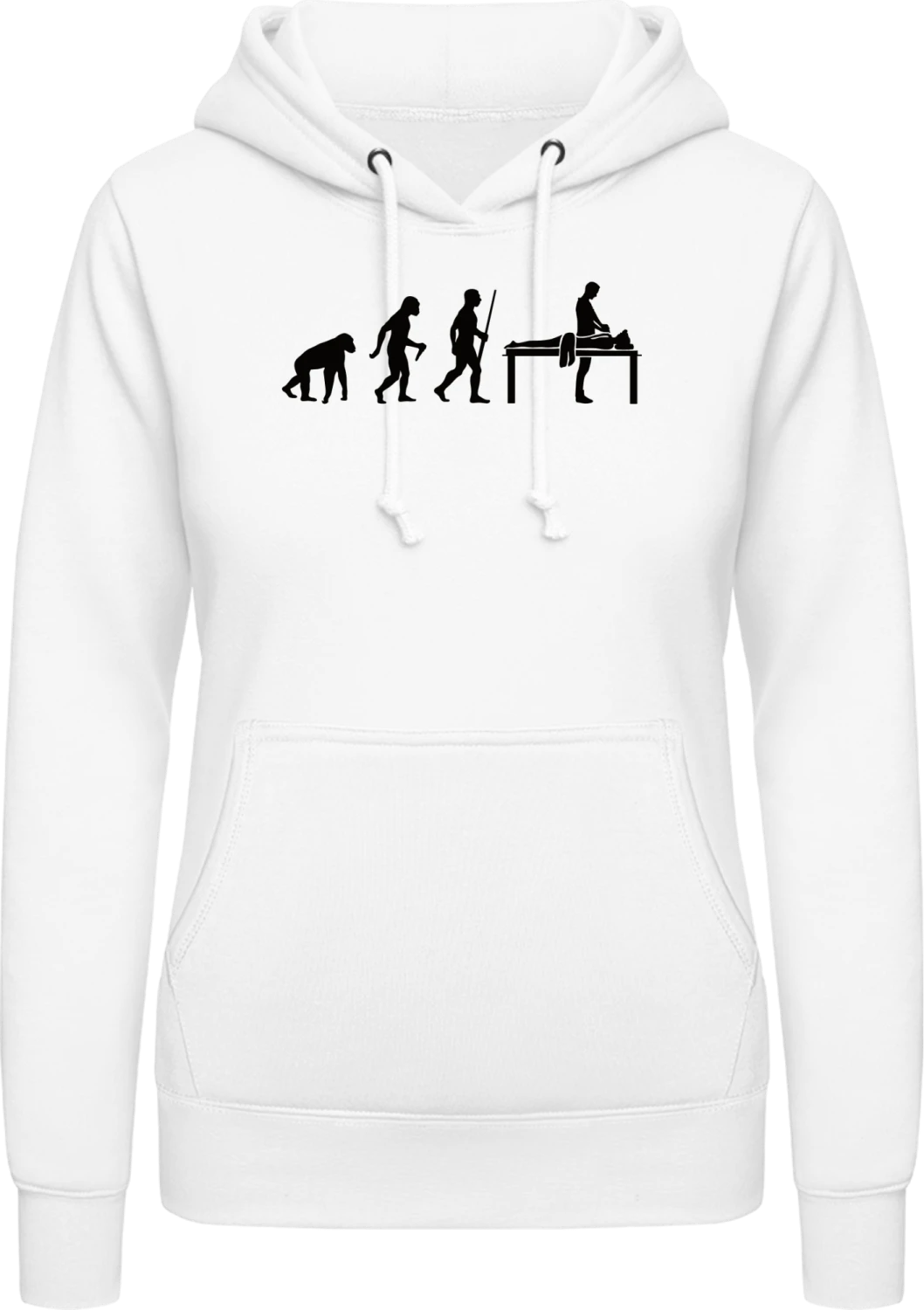 Massage Evolution - Arctic white AWDis ladies hoodie - Front