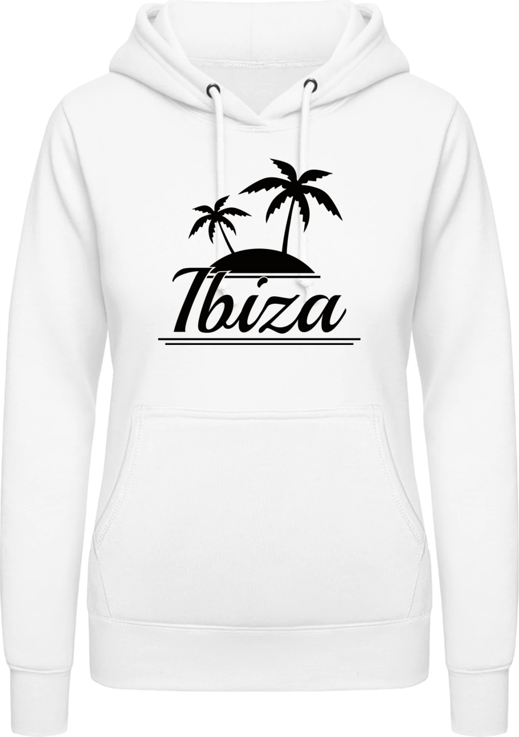 Ibiza Logo - Arctic white AWDis ladies hoodie - Front