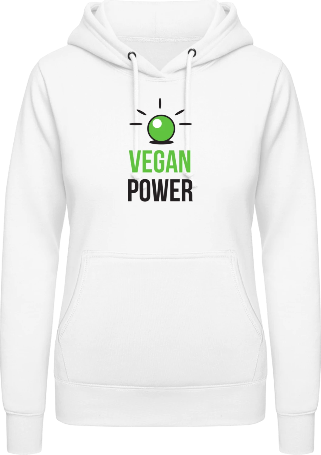 Vegan Power - Arctic white AWDis ladies hoodie - Front