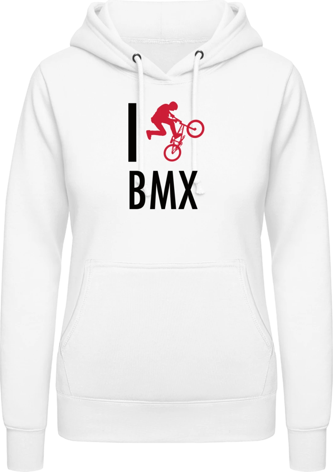 I Love BMX - Arctic white AWDis ladies hoodie - Front