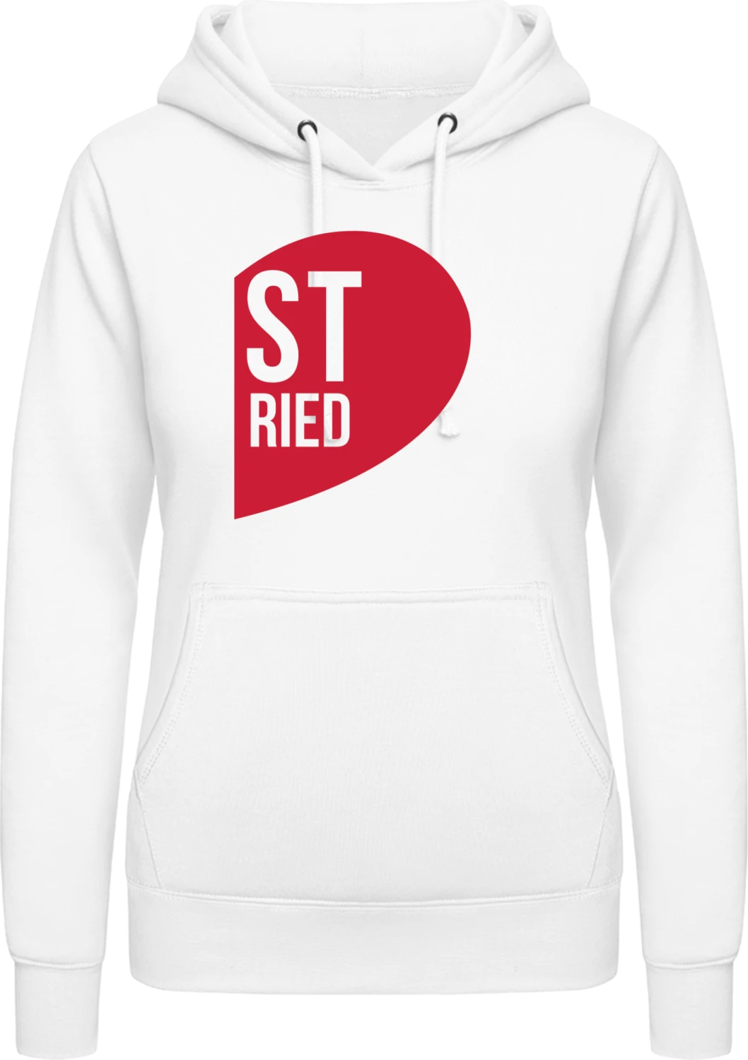 Just Married left - Arctic white AWDis ladies hoodie - Front