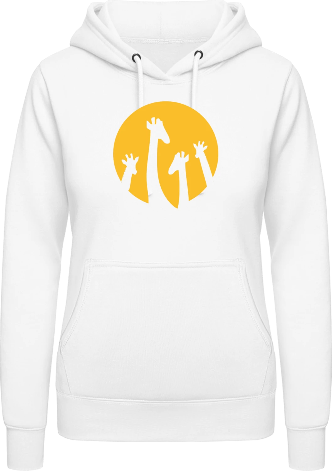 Giraffe Logo - Arctic white AWDis ladies hoodie - Front