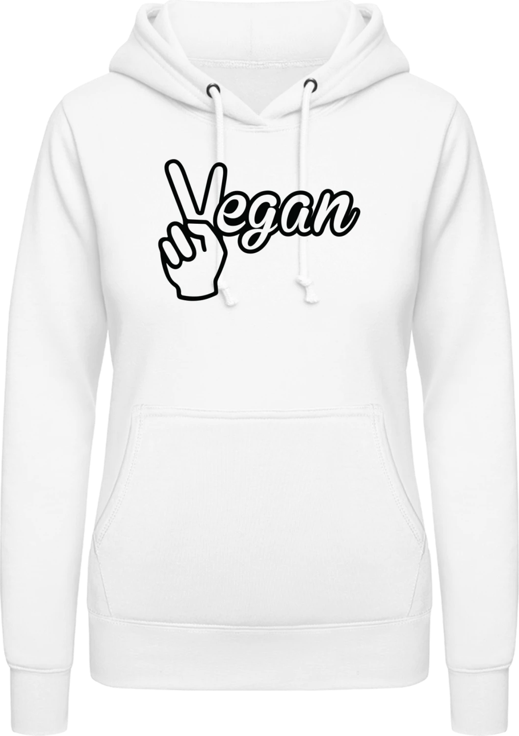 Vegan Logo - Arctic white AWDis ladies hoodie - Front