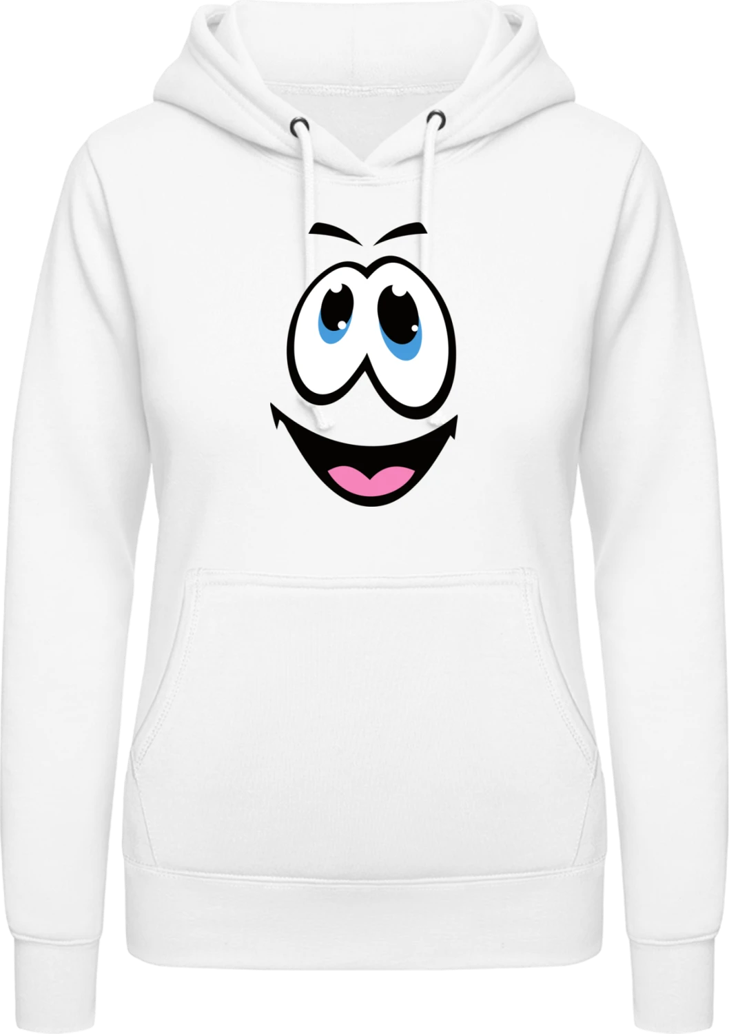 Happy Face Smiley - Arctic white AWDis ladies hoodie - Front