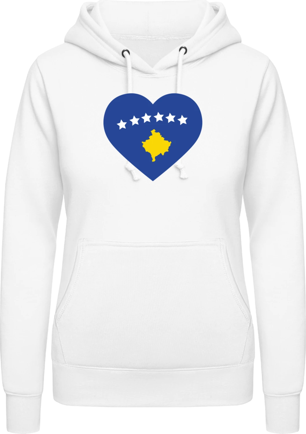 Kosovo Heart Flag - Arctic white AWDis ladies hoodie - Front