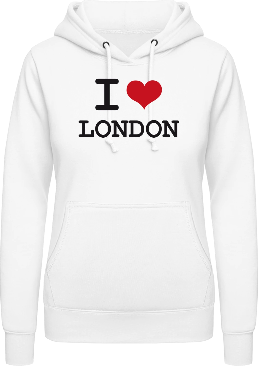 I Love London - Arctic white AWDis ladies hoodie - Front