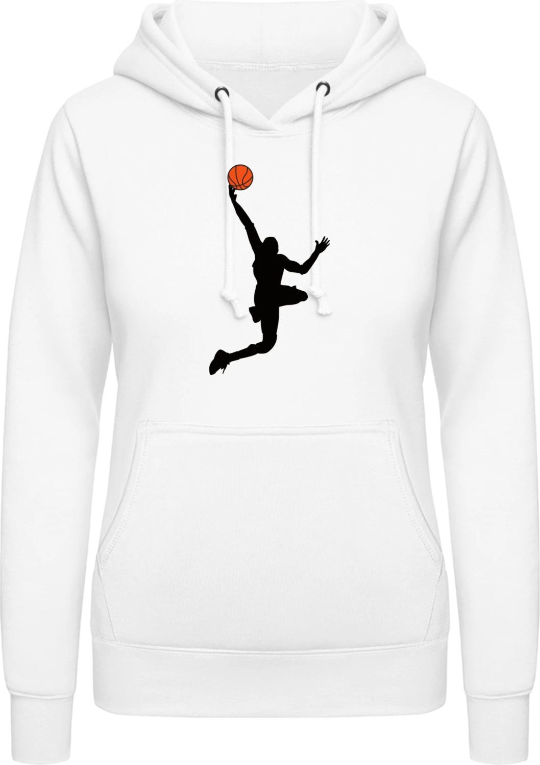 Basketball Dunk Illustration - Arctic white AWDis ladies hoodie - Front