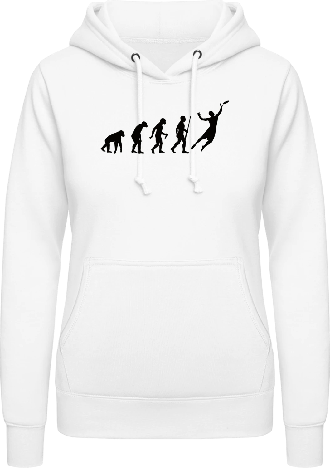 Frisbee Evolution - Arctic white AWDis ladies hoodie - Front