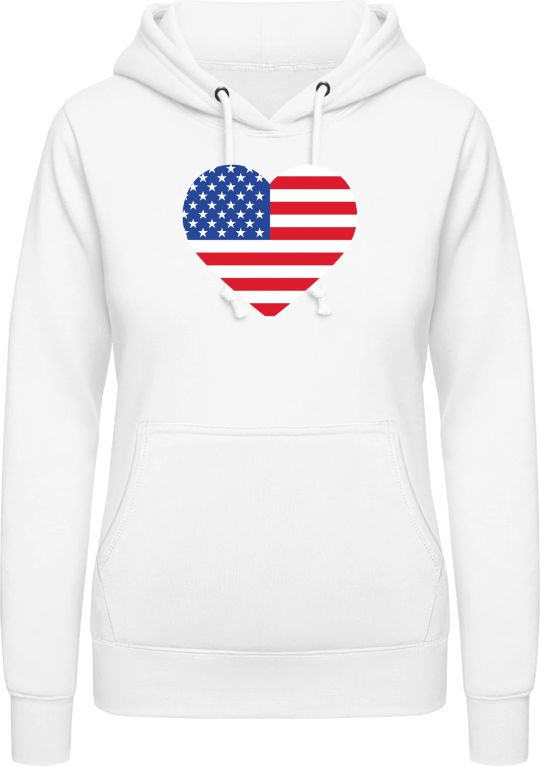 USA Heart Flag - Arctic white AWDis ladies hoodie - Front