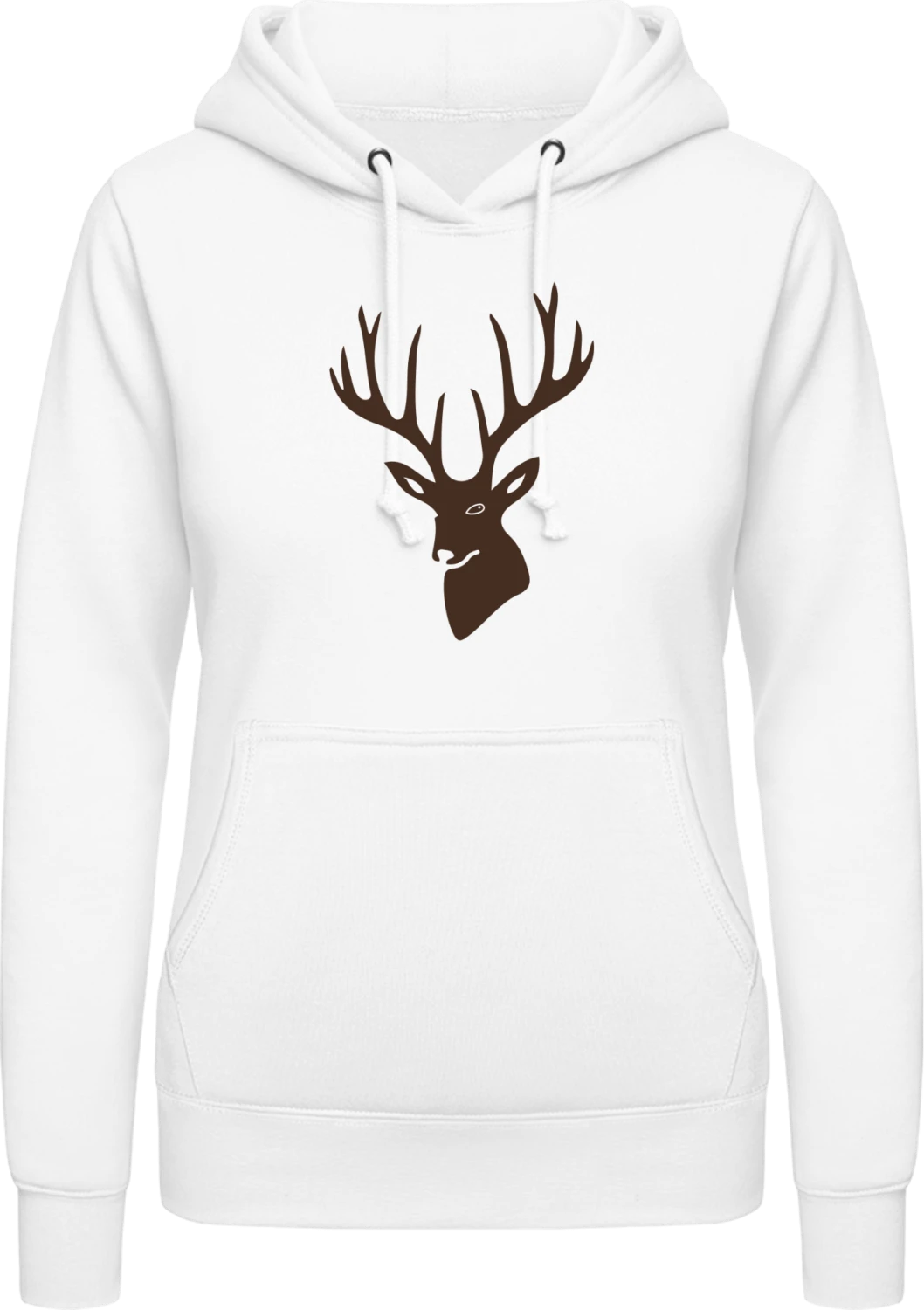 Deer Head Silhouette - Arctic white AWDis ladies hoodie - Front