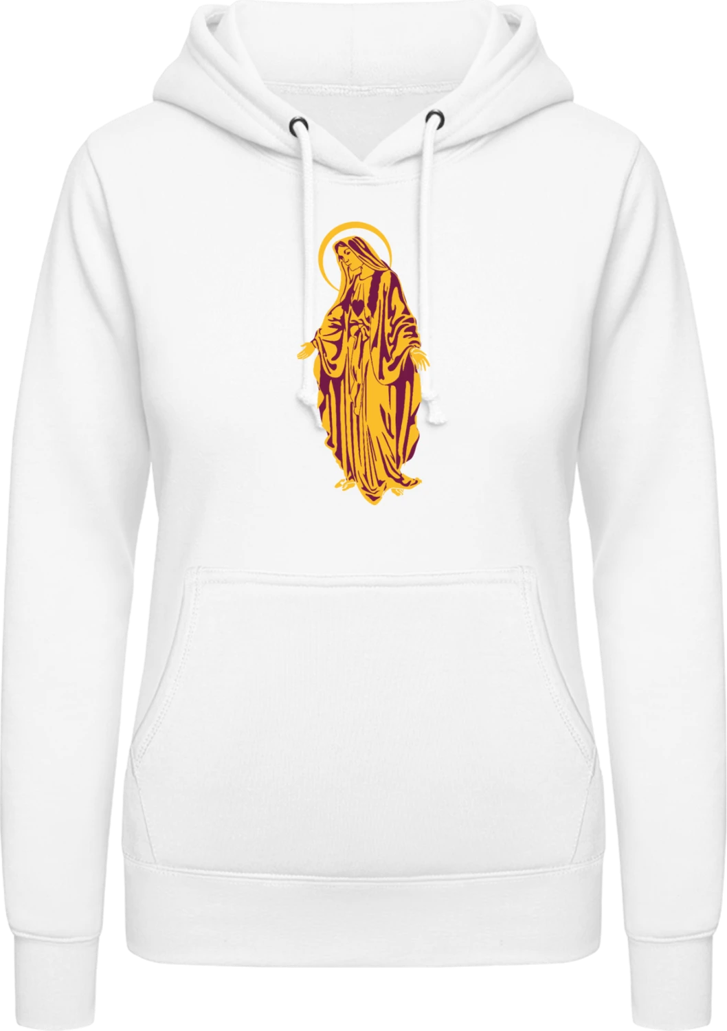 Maria Illustration - Arctic white AWDis ladies hoodie - Front