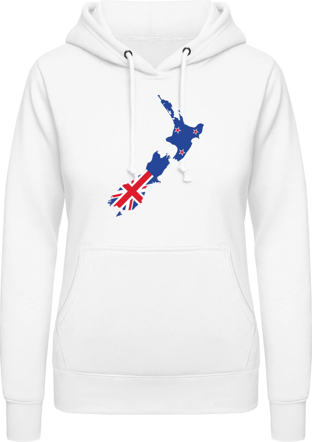 Neuseeland Karte - Arctic white AWDis ladies hoodie - Front