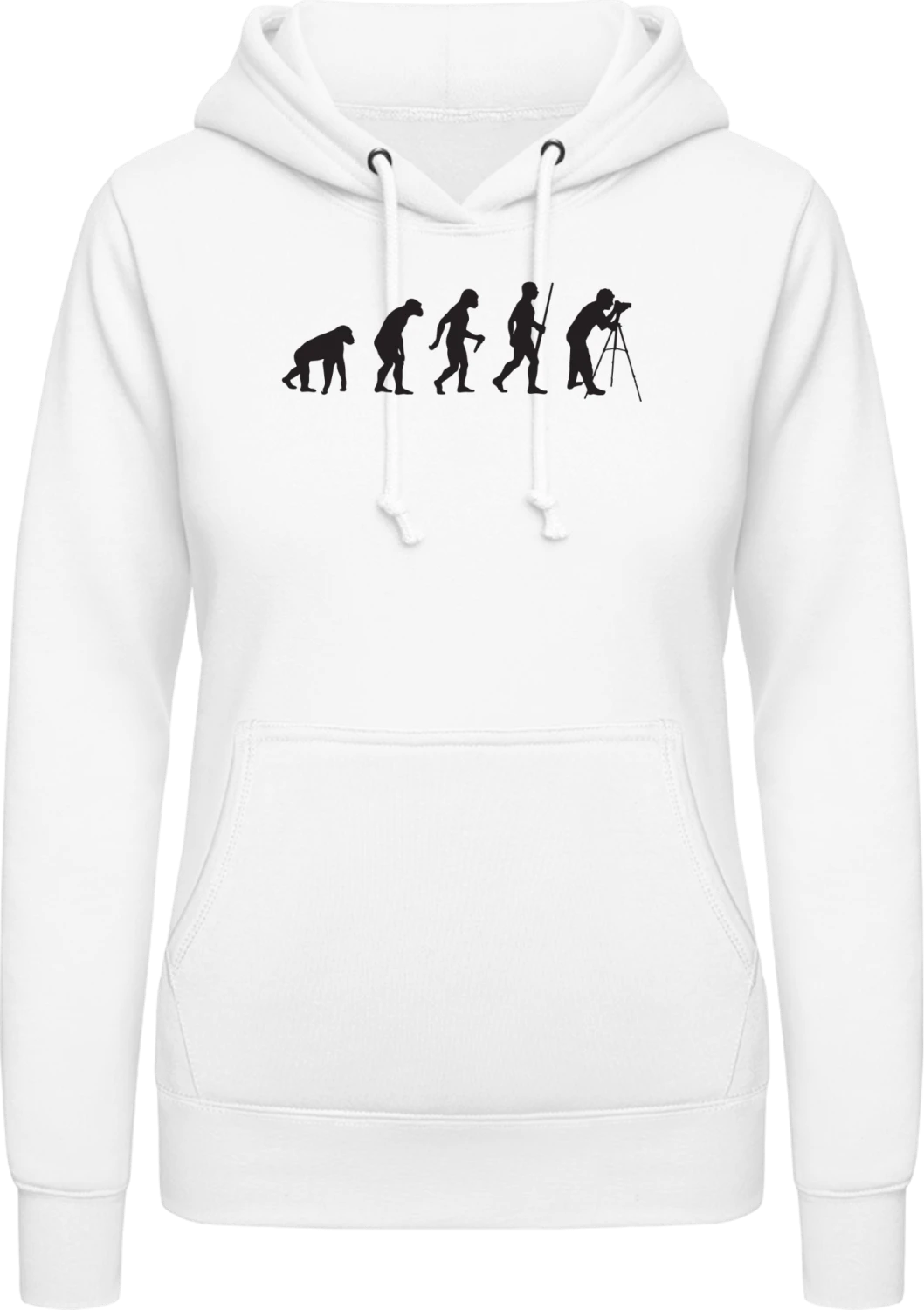 Oldschool Photographer Evolution - Arctic white AWDis ladies hoodie - Front