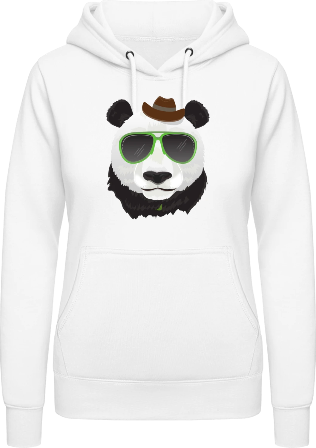 Hipster Panda - Arctic white AWDis ladies hoodie - Front