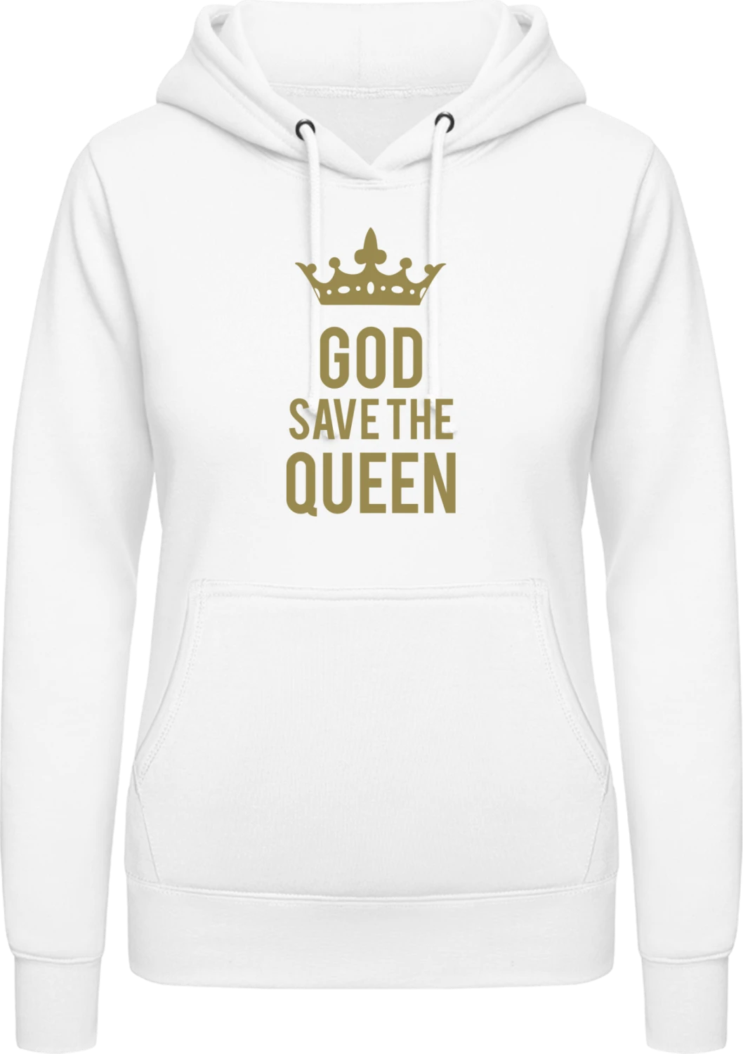 God Save The Queen - Arctic white AWDis ladies hoodie - Front