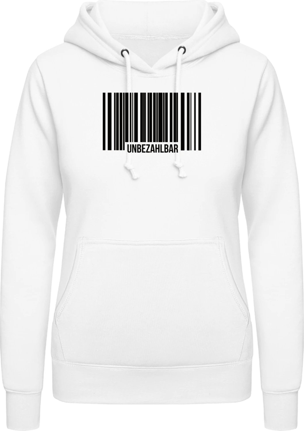 Unbezahlbar Barcode - Arctic white AWDis ladies hoodie - Front