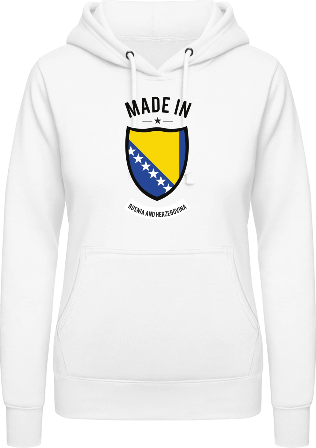 Made in Bosnia and Herzegovina - Arctic white AWDis ladies hoodie - Front