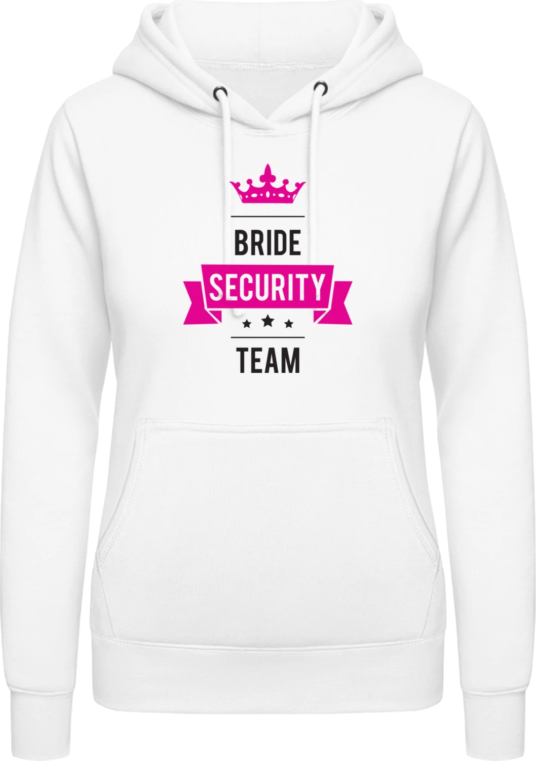 Bride Security Team - Arctic white AWDis ladies hoodie - Front