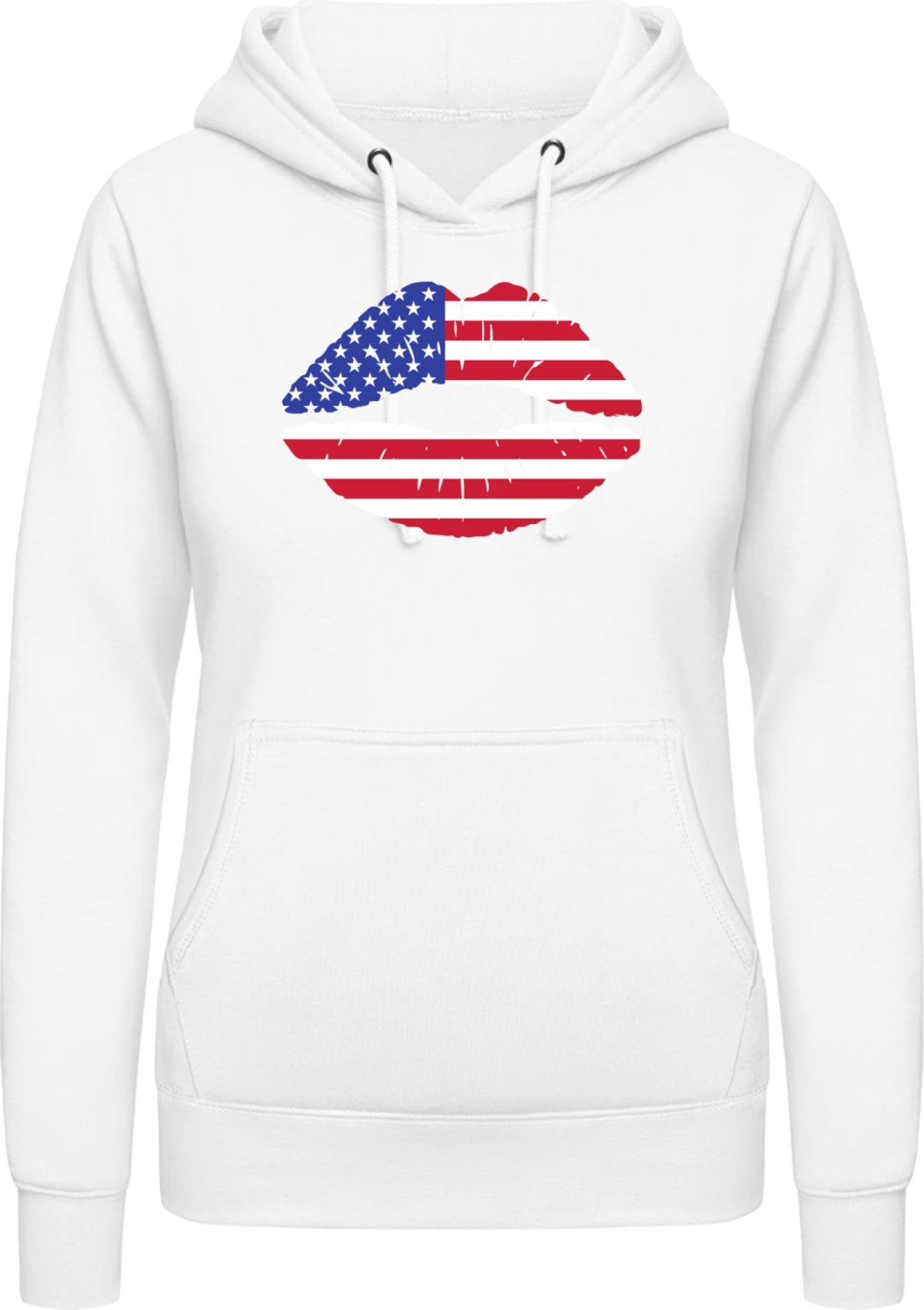 American Kiss Flag - Arctic white AWDis ladies hoodie - Front