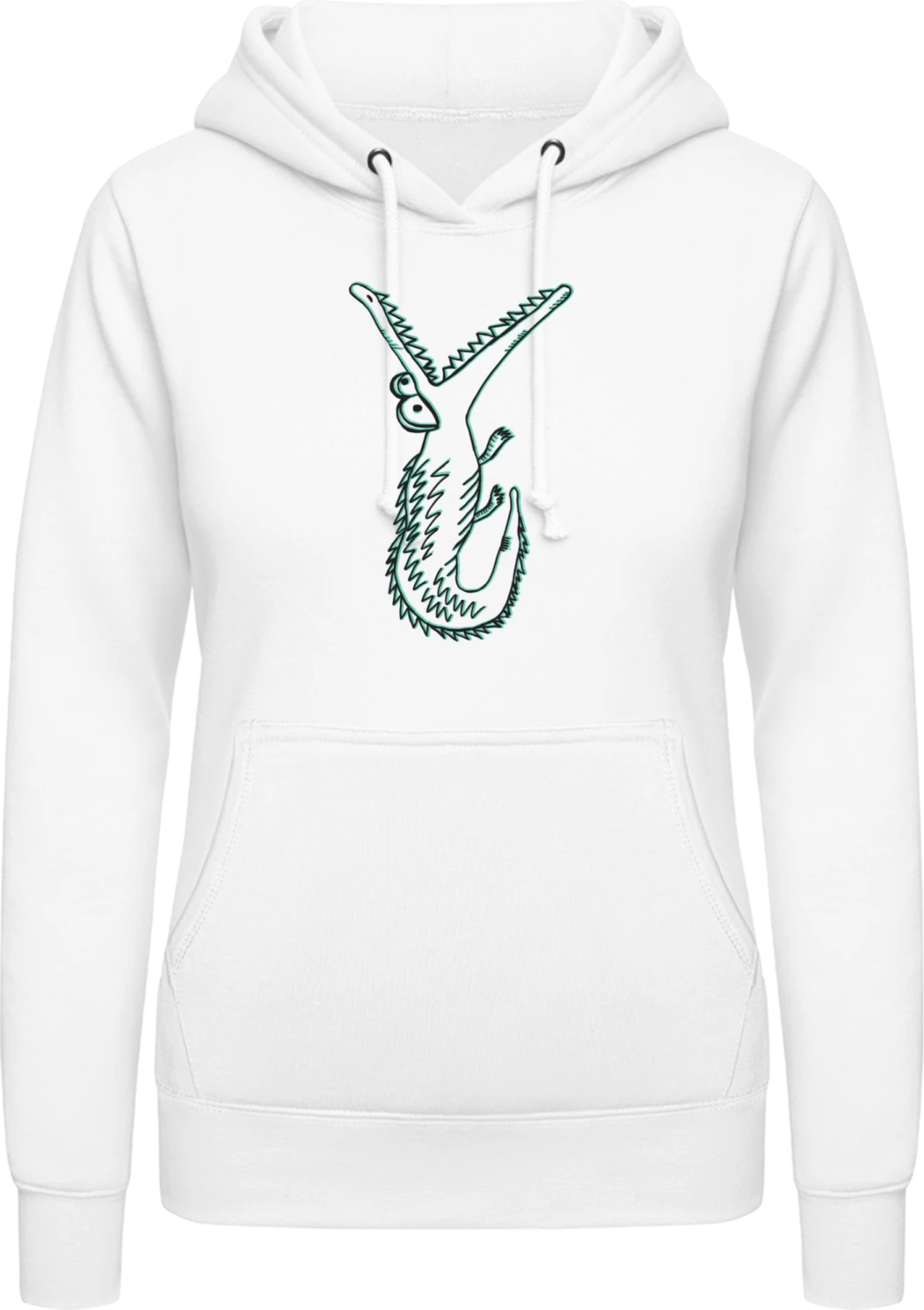 Krokodil Illustration - Arctic white AWDis ladies hoodie - Front