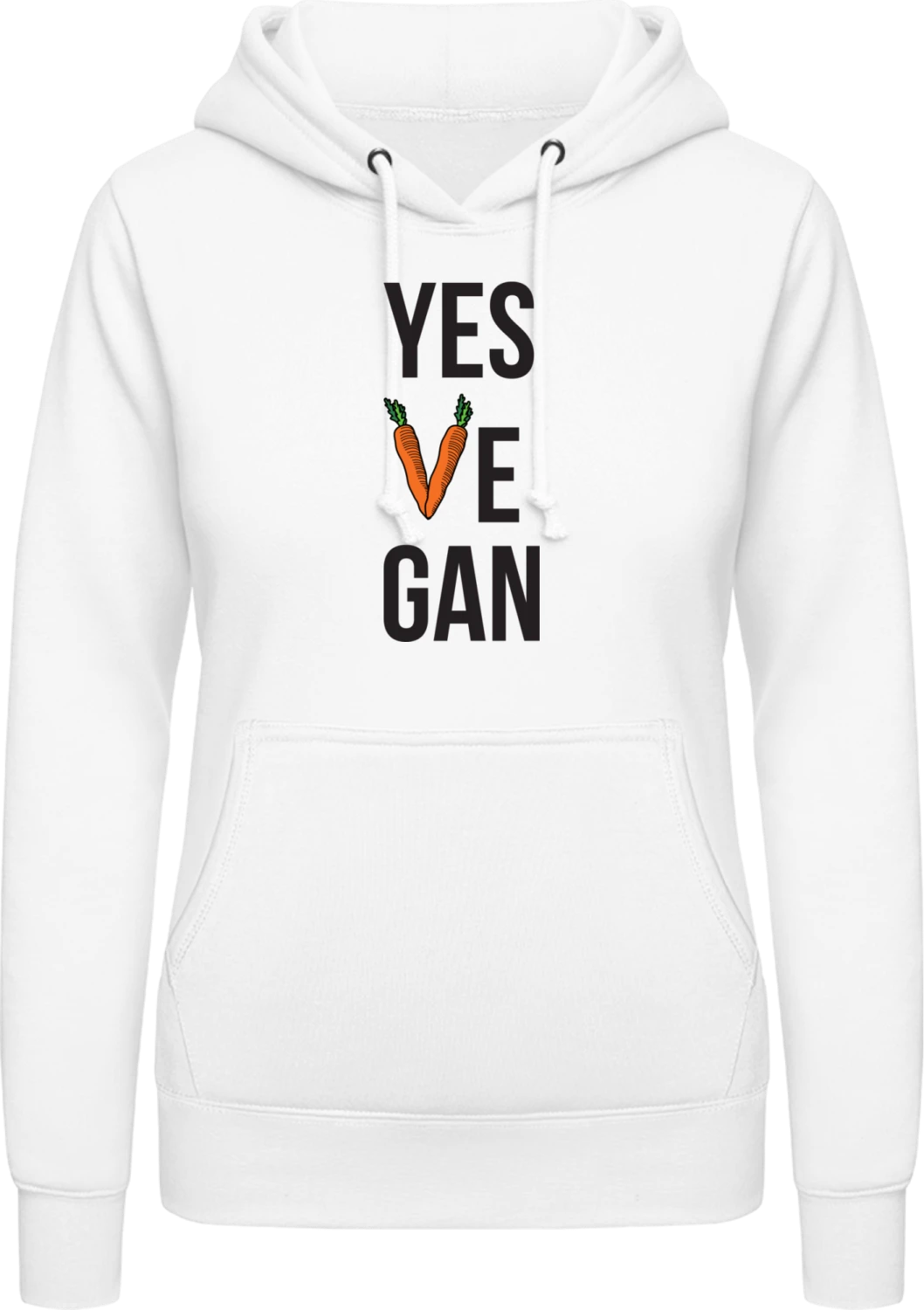 Yes Ve Gan - Arctic white AWDis ladies hoodie - Front