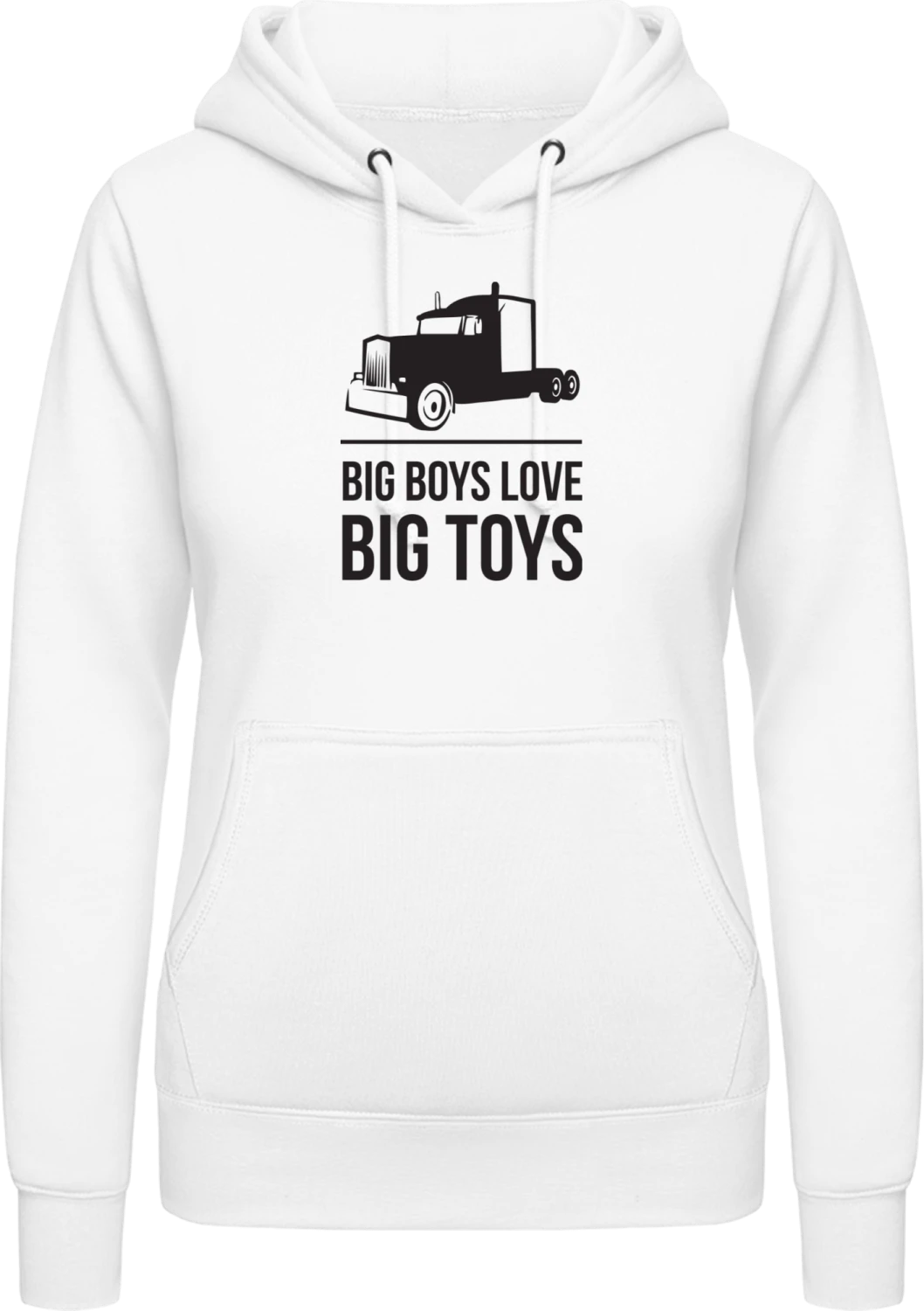 Big Boys Love Big Toys - Arctic white AWDis ladies hoodie - Front