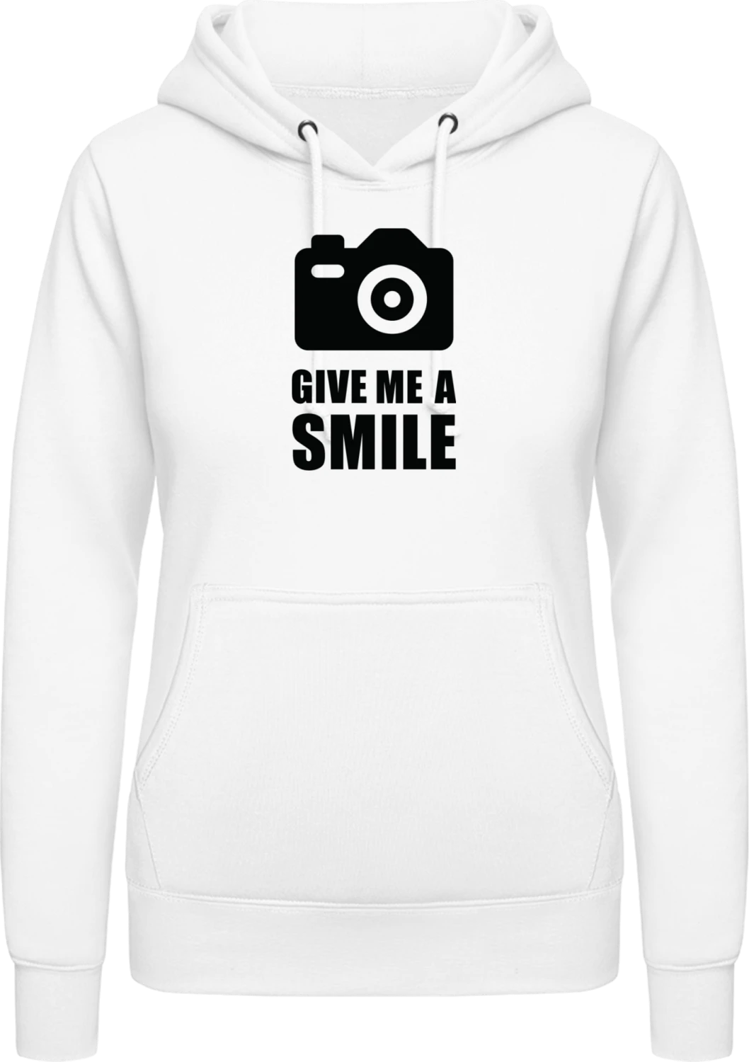 Give Me A Smile - Arctic white AWDis ladies hoodie - Front