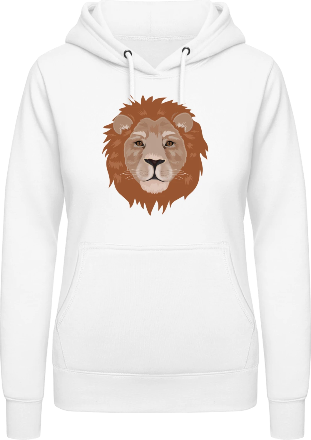 Realistic Lion Head - Arctic white AWDis ladies hoodie - Front