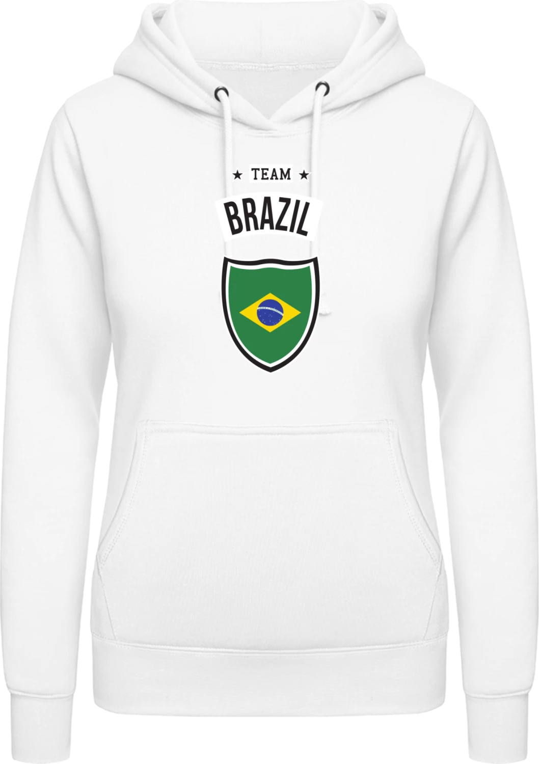 Team Brazil - Arctic white AWDis ladies hoodie - Front