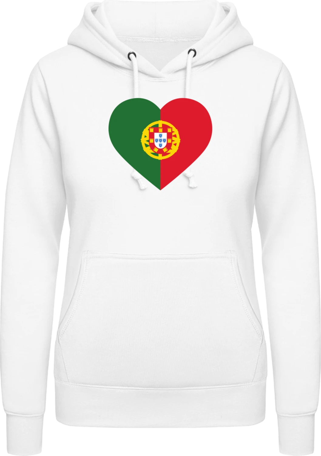 Portugal Heart Flag Crest - Arctic white AWDis ladies hoodie - Front