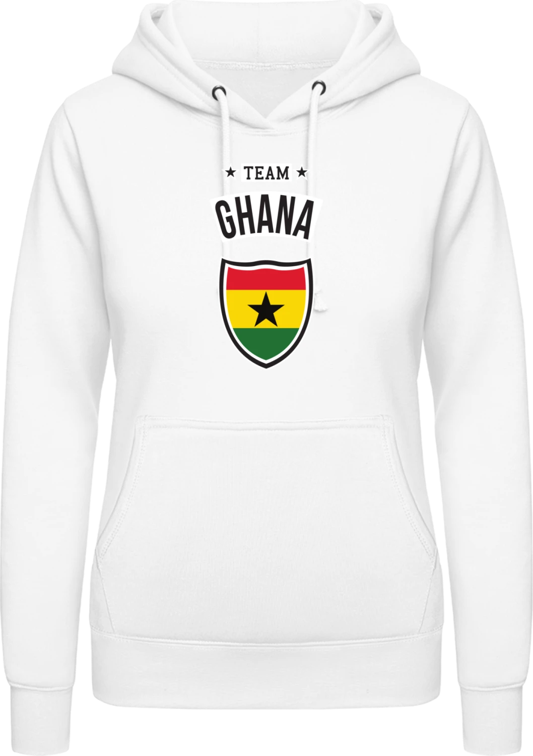 Team Ghana - Arctic white AWDis ladies hoodie - Front