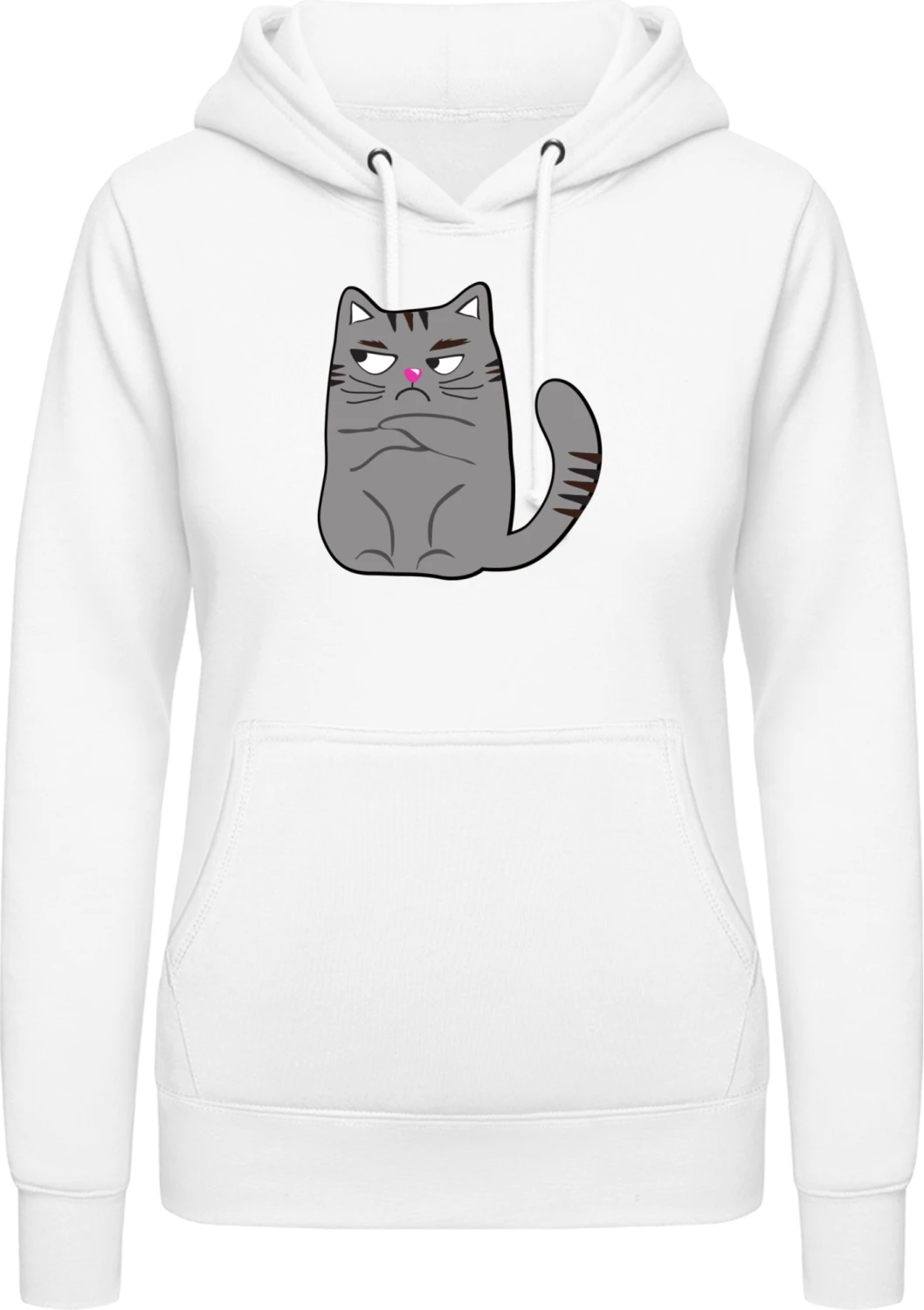 Fat Cat Comic - Arctic white AWDis ladies hoodie - Front