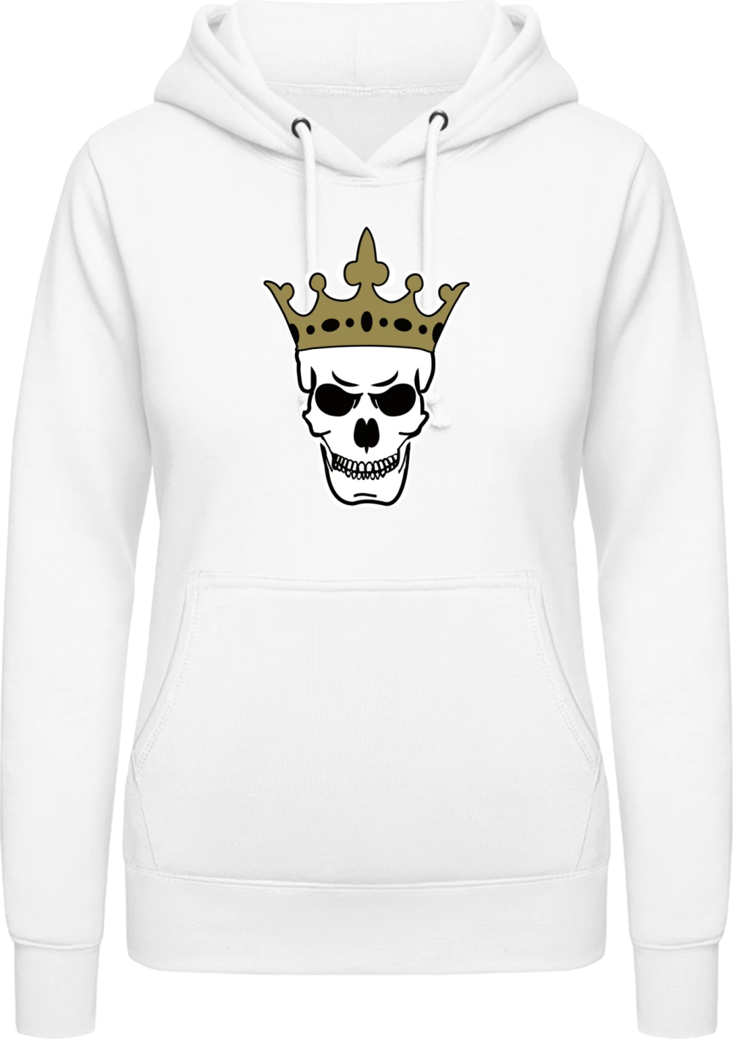 King Skull with Crown - Arctic white AWDis ladies hoodie - Front