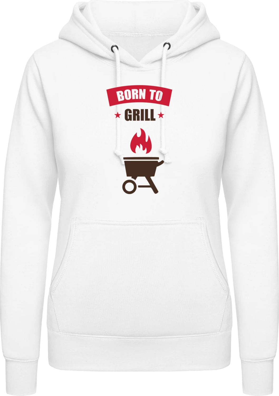 Born to Grill - Arctic white AWDis ladies hoodie - Front