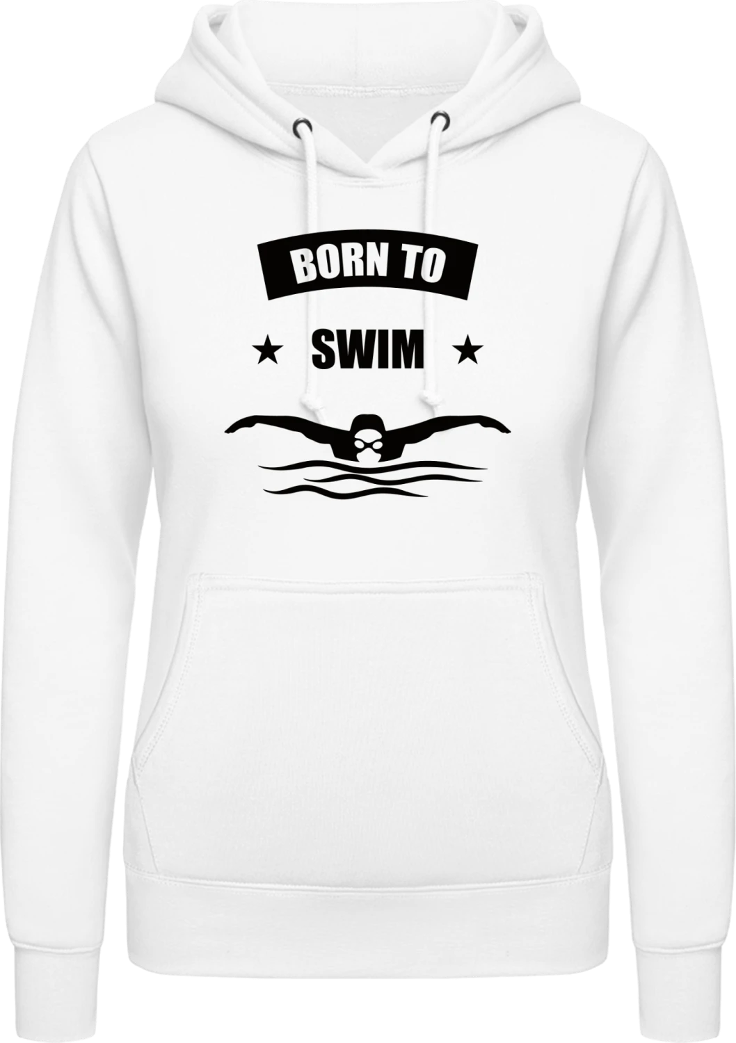 Born To Swim - Arctic white AWDis ladies hoodie - Front