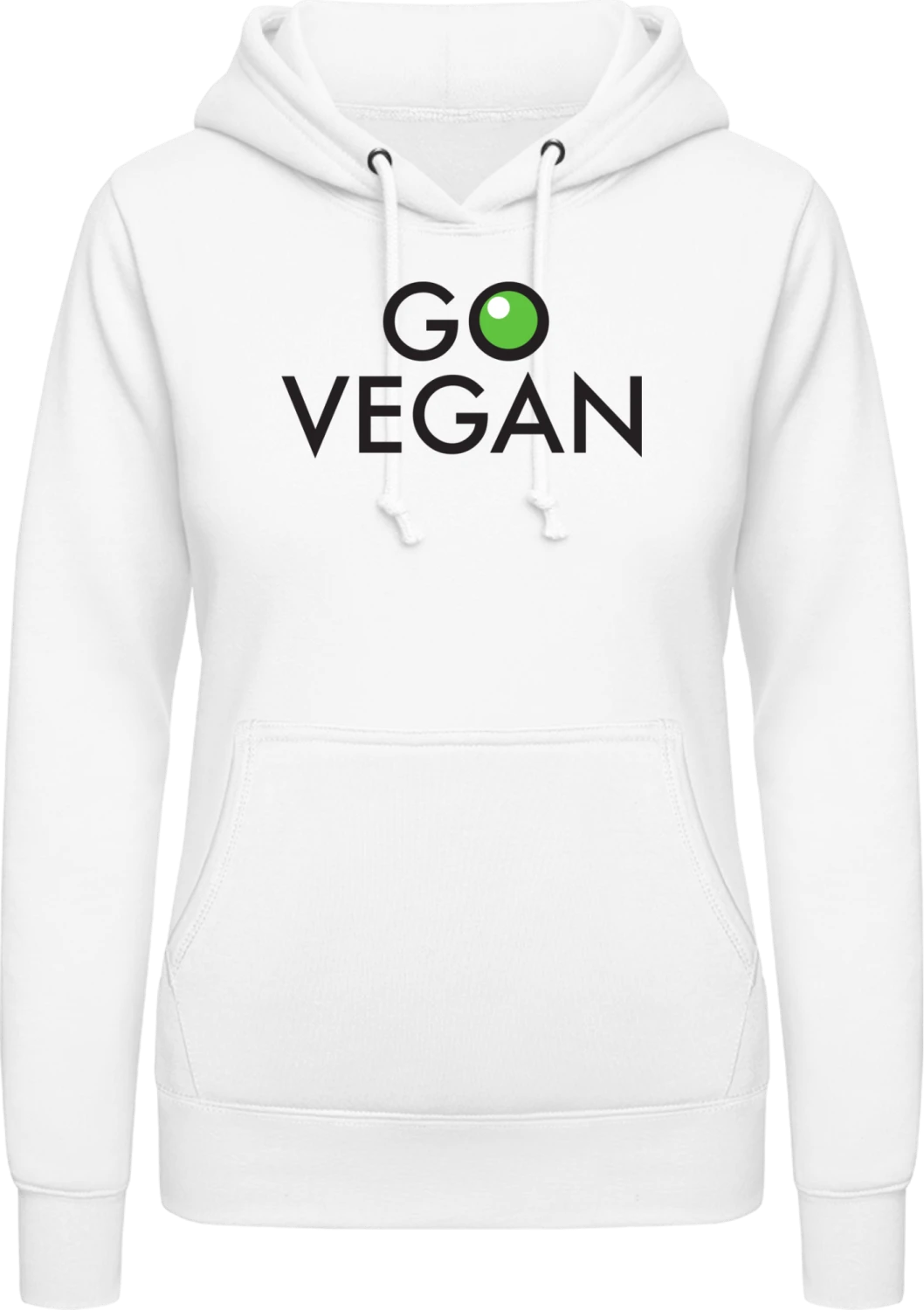 Go Vegan Logo - Arctic white AWDis ladies hoodie - Front