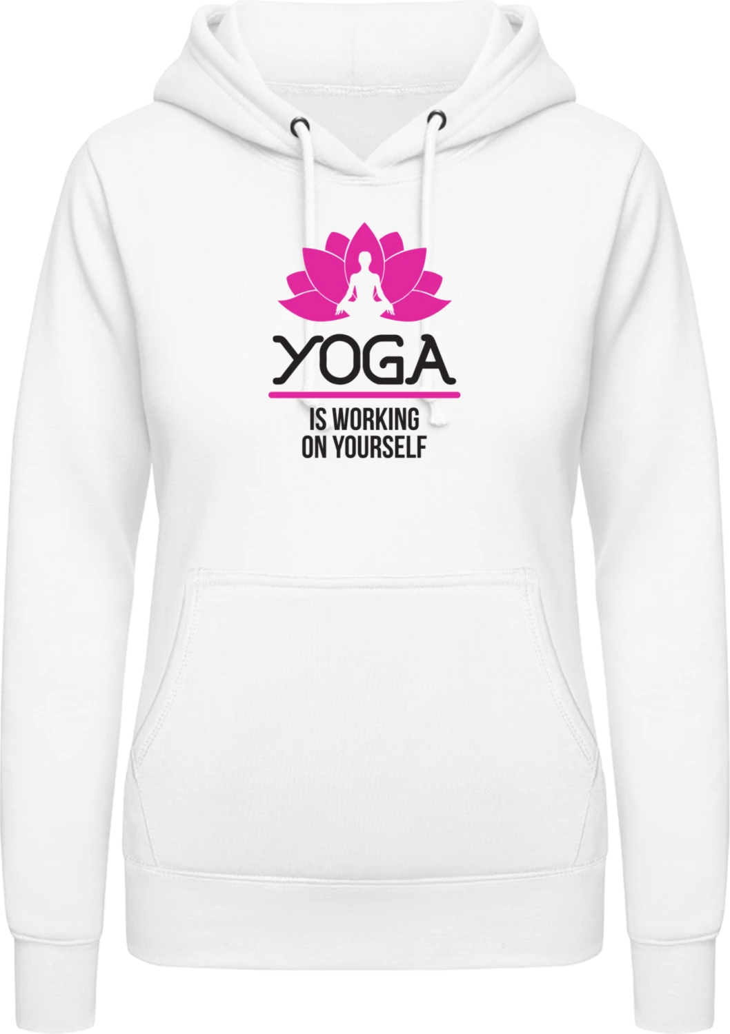 Yoga Is Working On Yourself - Arctic white AWDis ladies hoodie - Front