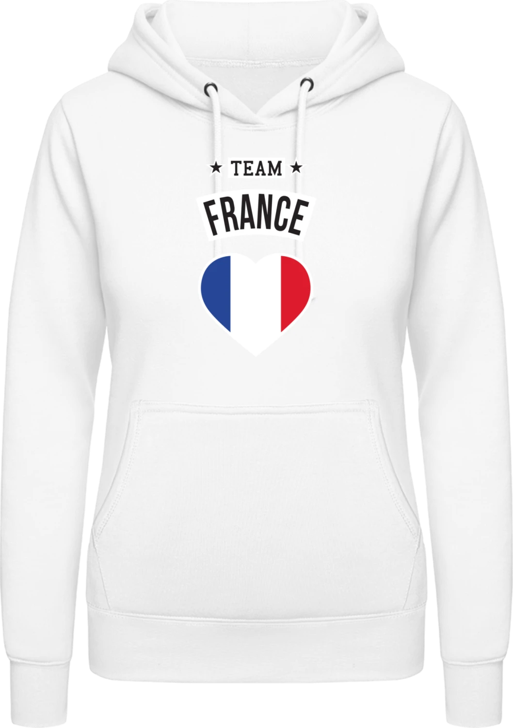 Team France Heart - Arctic white AWDis ladies hoodie - Front