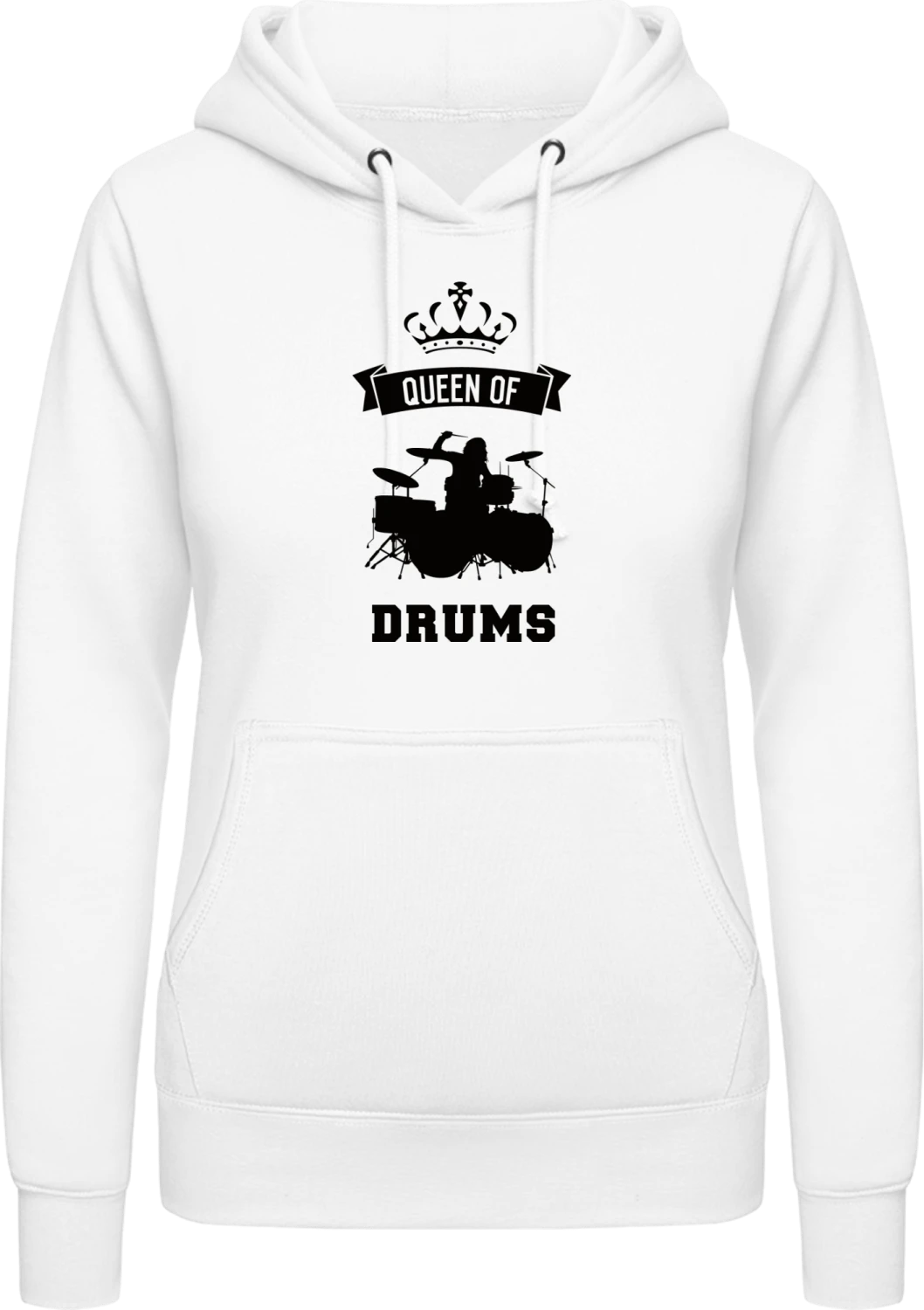 Queen Of Drums - Arctic white AWDis ladies hoodie - Front