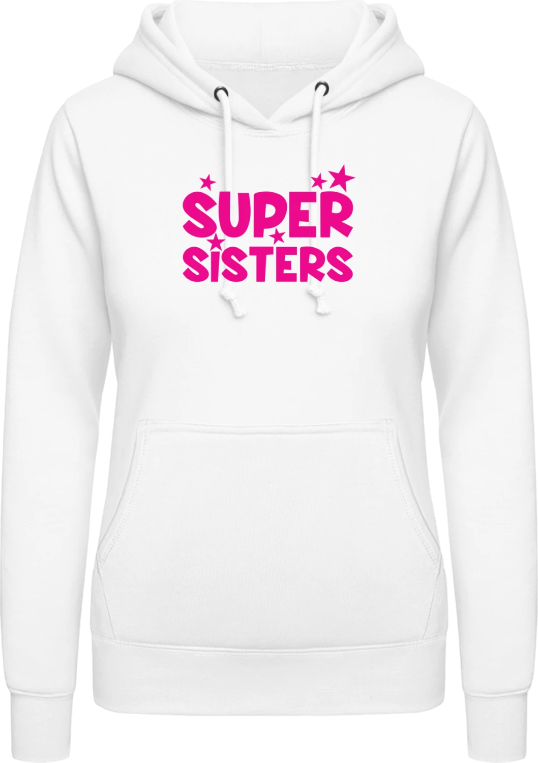 Super Sisters - Arctic white AWDis ladies hoodie - Front