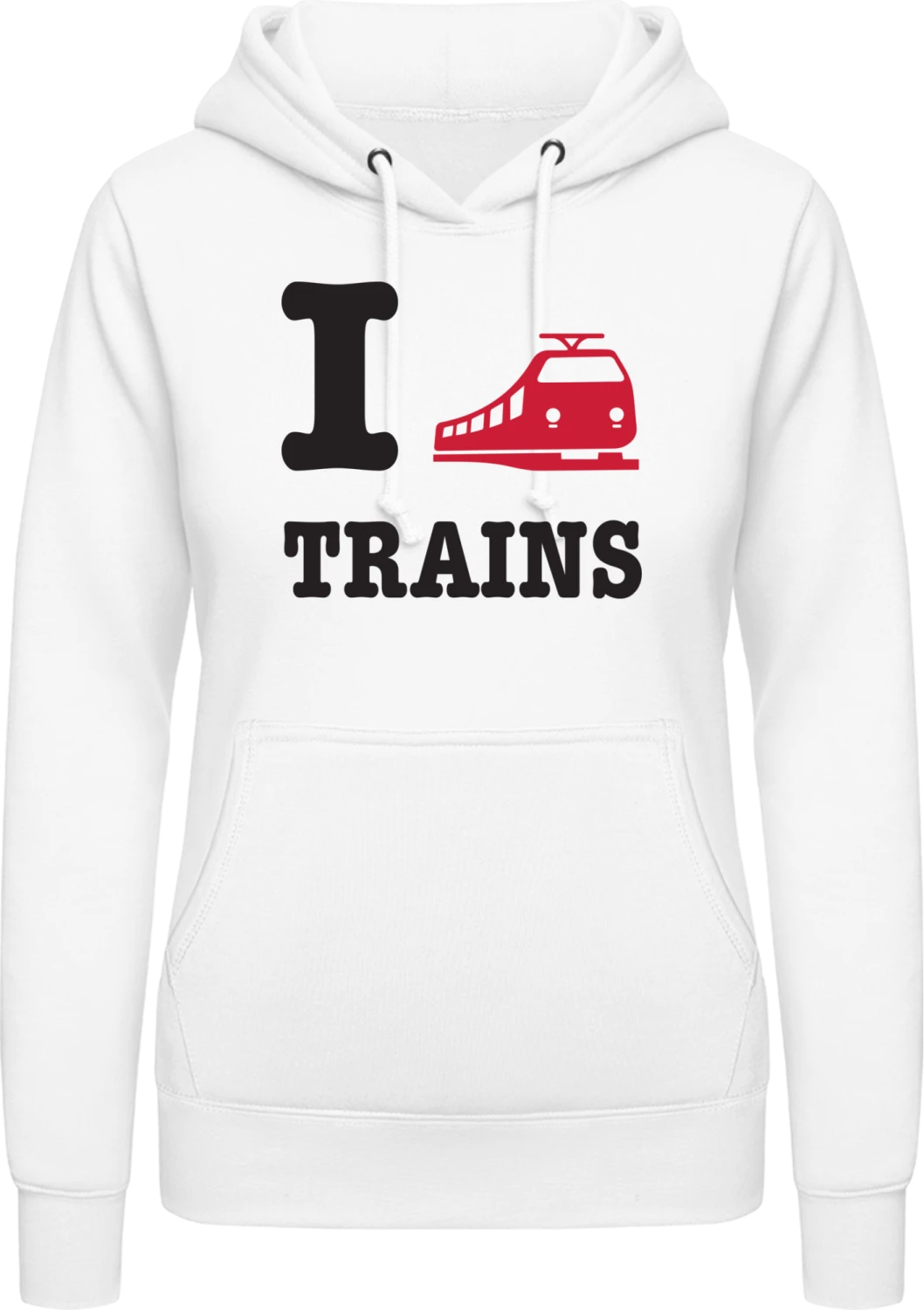 I Love Trains - Arctic white AWDis ladies hoodie - Front