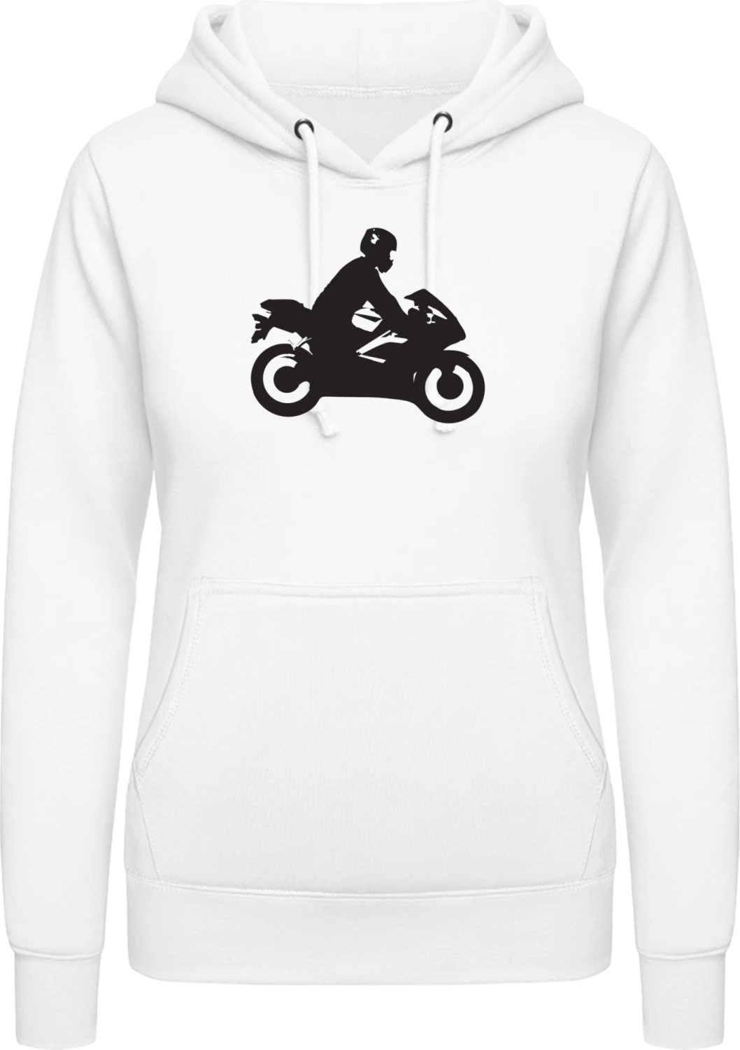 Motorcyclist Silhouette - Arctic white AWDis ladies hoodie - Front