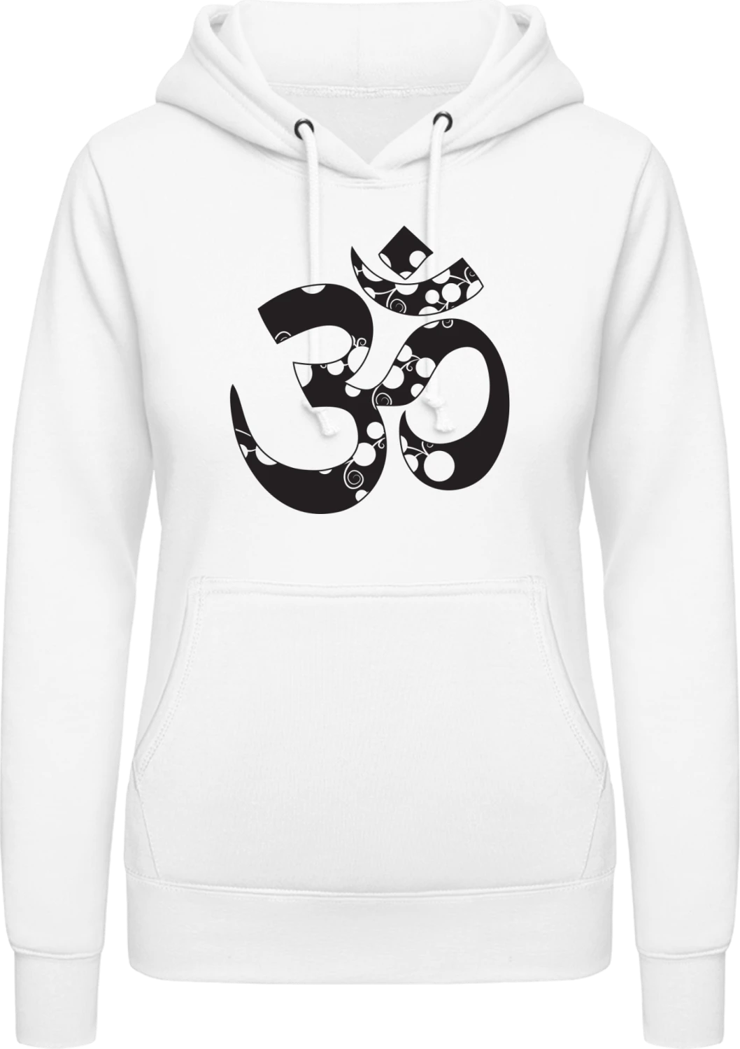 Om Symbol - Arctic white AWDis ladies hoodie - Front