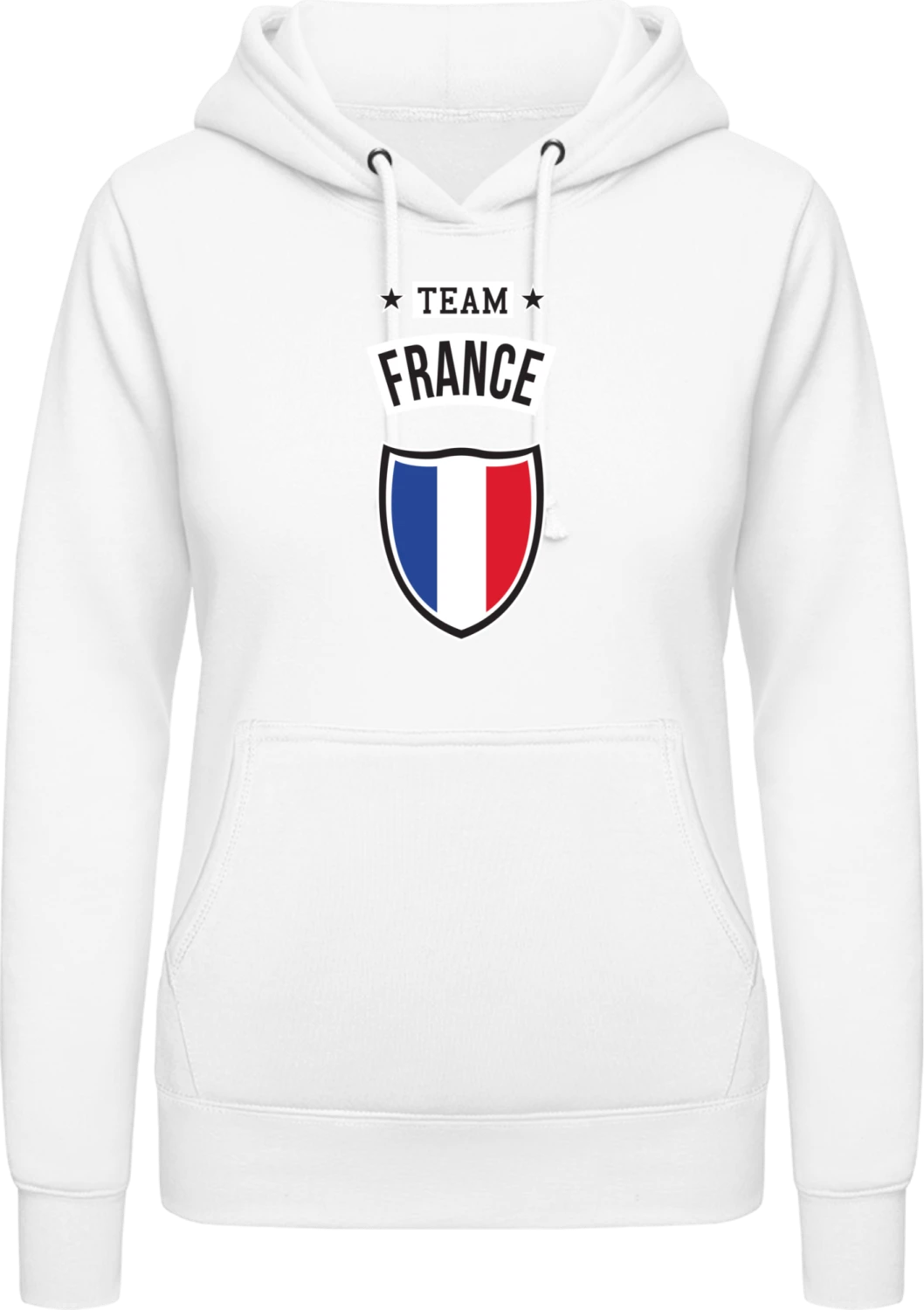 Team France - Arctic white AWDis ladies hoodie - Front