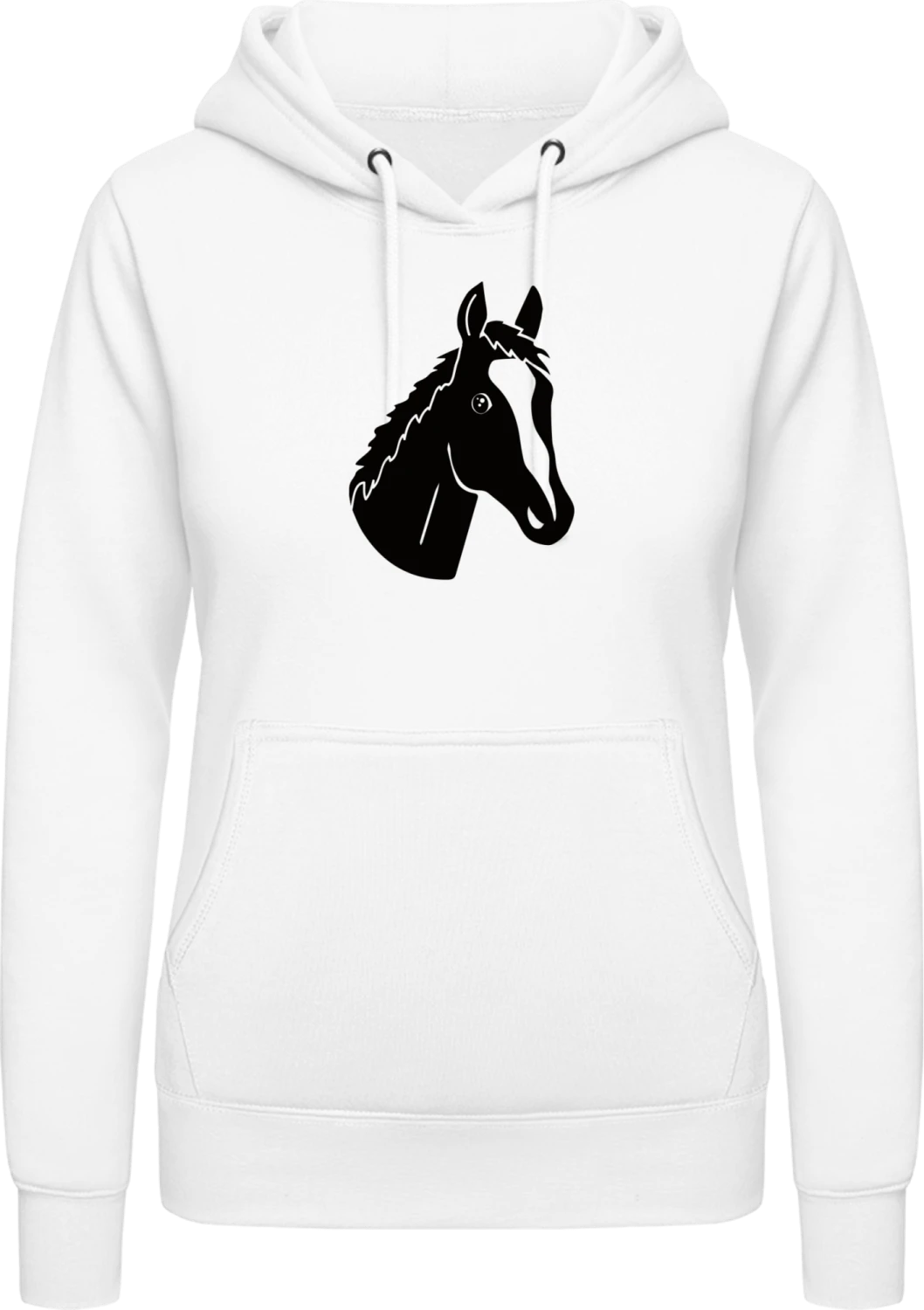 Horse Illustration - Arctic white AWDis ladies hoodie - Front