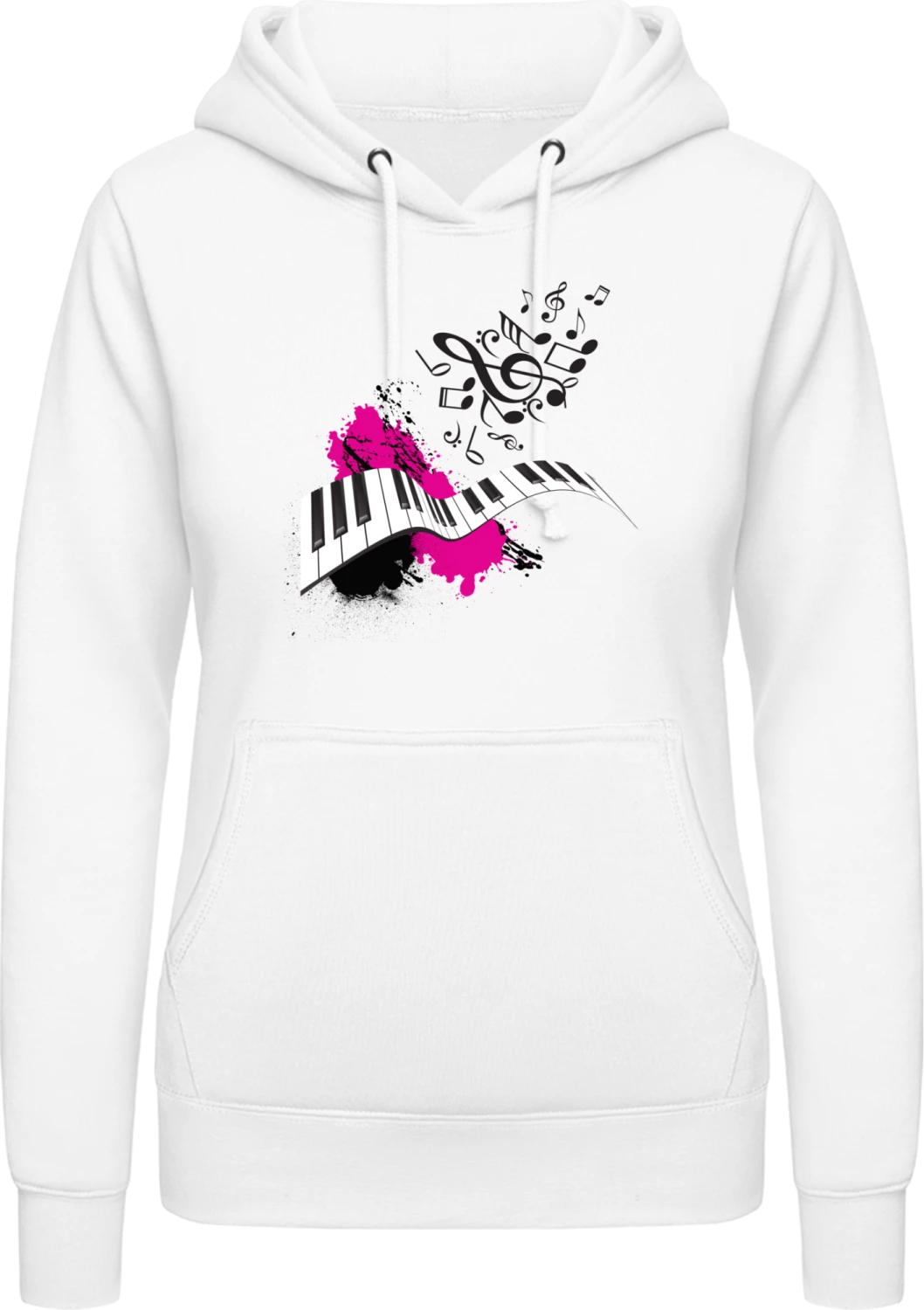 Piano Music - Arctic white AWDis ladies hoodie - Front