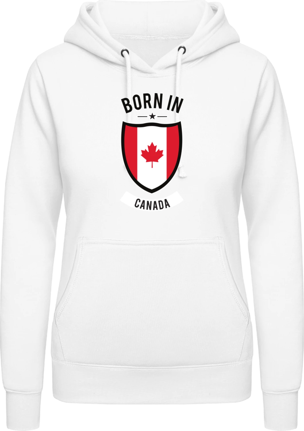 Born in Canada - Arctic white AWDis ladies hoodie - Front